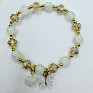 White Butterfly Beaded Bracelet